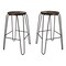 Contemporary Home Living Set of 2 Chestnut Brown and Black Backless Bar Stools 29"